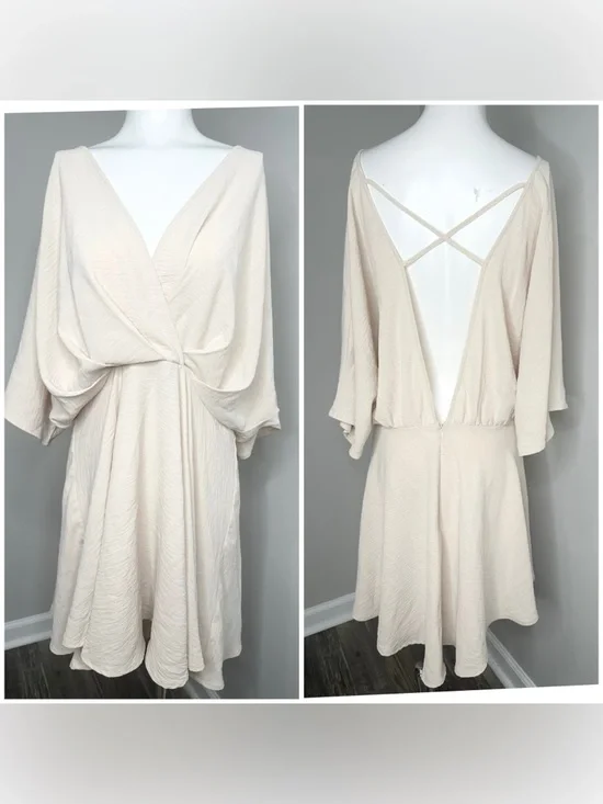 Fashion Nova Cream Mini Dress with criss cross open back - 1X - Picture 4 of 7